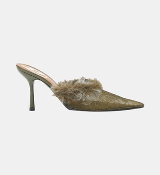 D-Ten&Half - Mules en nylon avec bordure duveteuse - Diesel - Kaki