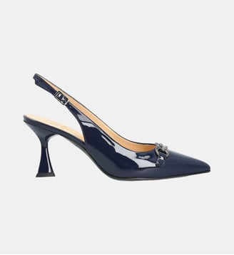 Sling violette - cuir vernis - Colisée Paris - Bleu marine