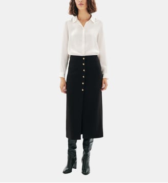 Jupe jlauraly - Motif uni - Polyester recycle - Coupe slim - Caroll - Noir
