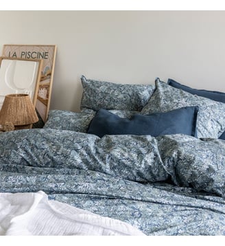 Housse de couette en percale de coton, BRUME Blanc Cerise