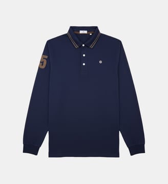 Polo manches longues en coton Lounes - Serge Blanco - Bleu marine