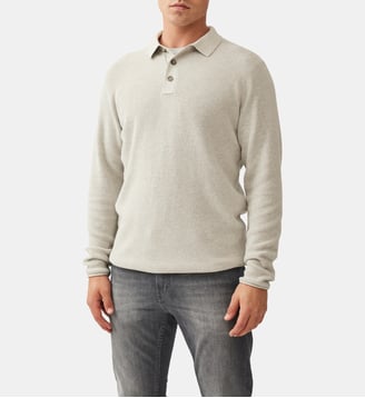 Pull droit en coton à col polo boutonné Eastern Bush - Rodd & Gunn - Grey marle
