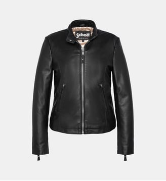 Blouson biker, cuir d'agneau - Schott - Noir