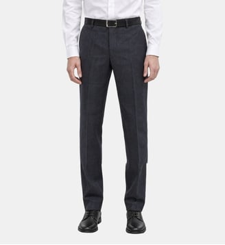 Pantalon de costume ajusté à tartan en laine - The Kooples - Bleu marine