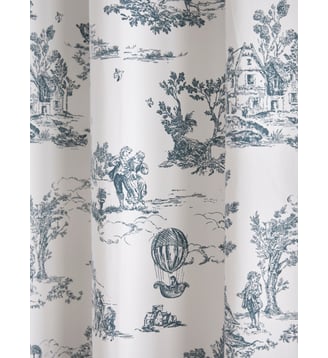 Rideau à ruflettes esprit toile de Jouy - Cyrillus - Écru et bleu