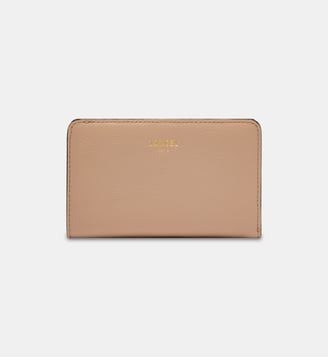 Portefeuille rectangulaire zippé signature en cuir - Lancel - Beige