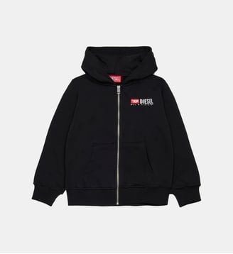 Sweat-shirt à capuche avec fermeture éclair et logo - Diesel Kids - Noir