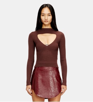 Pull côtelé en laine avec cut-out - Diesel - Marron