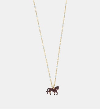 Collier pendentif cheval - Les Néréides - Marron
