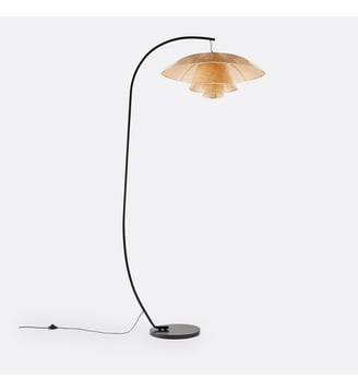 Lampadaire arc métal acier et rotin - La Redoute Interieurs - Naturel noir