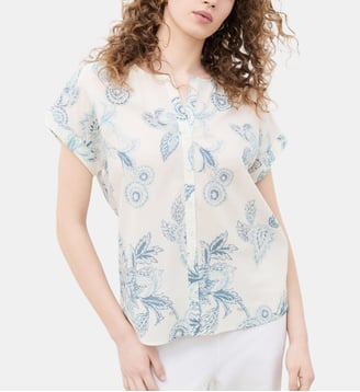 Chemise colombe - Motif imprimé - Coton - Coupe droite - Caroll - Ivoire