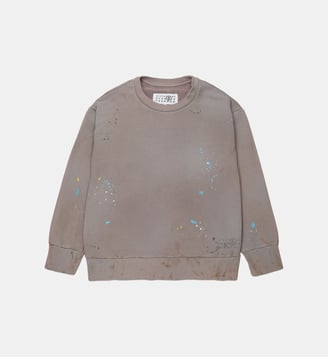 Sweat-shirt à col rond avec logo - MM6 Maison Margiela - Taupe clair