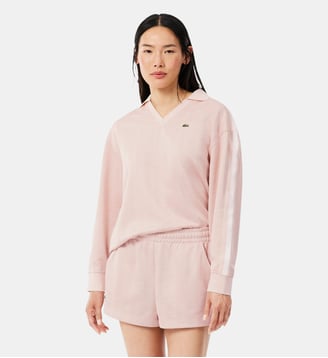 Polo oversize jacquard monogramme - Lacoste - Rose et beige