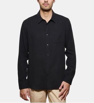 Chemise en gaze de coton noir coupe droite - Atelier Privé - Noir
