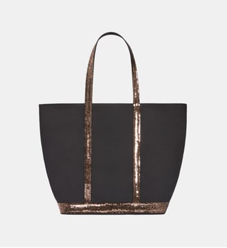 Sac cabas L coton et sequins - Vanessa Bruno - Noir et noisette