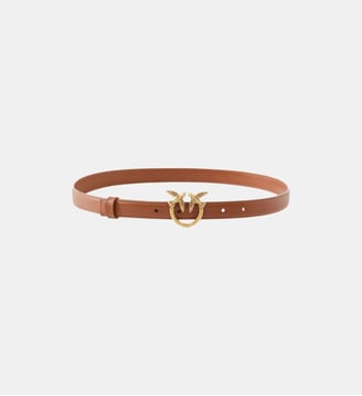 Ceinture fine Love Berry H2 en cuir - Pinko - Marron clair