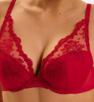 Soutien-gorge push-up décolleté plongeant - Rouge Opéra Simone Pérèle