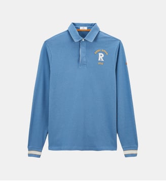 Maillot de rugby manches longues Lior en coton - Serge Blanco - Bleu