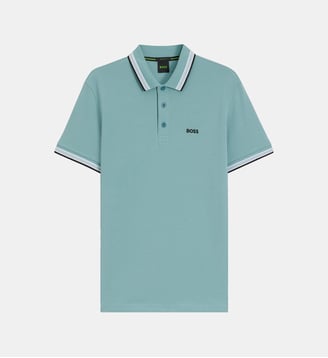 Polo Paddy en piqué de coton  - BOSS - Bleu aqua