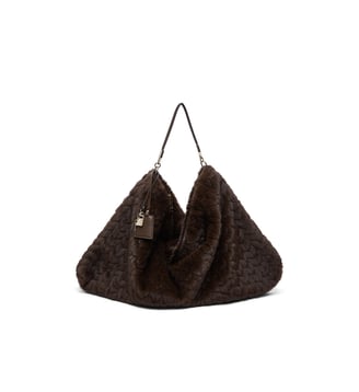 Sac grand format en fausse fourrure - Liu Jo - Marron foncé