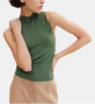 Top slim sans manches en cachemire et soie - Bompard - Jade