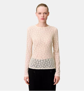 T-shirt manches longues dentelle - Claudie Pierlot - Écru