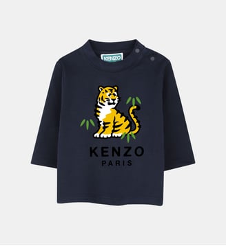 Tee-shirt manches longues - Kenzo Kids - Bleu mistral
