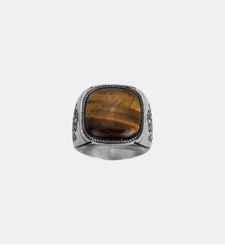 Bague Victor en Acier 316L avec oeil de tigre marron Phebus