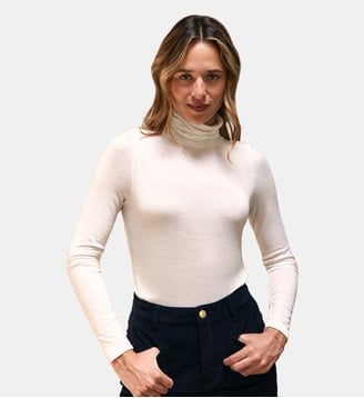 T-shirt manches longues col roulé uni TOVA - La Petite Etoile - Écru