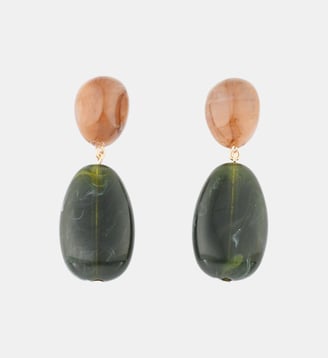 Boucles d'oreilles galets en résine vert Balaboosté