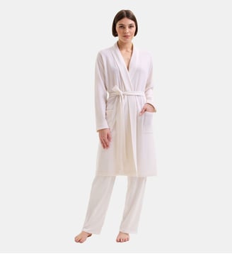 Kimono court col châle en laine cachemire - Laurence Tavernier - Écru