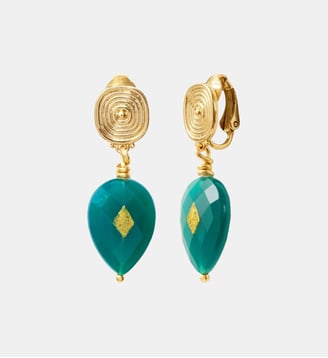 Boucles d'oreilles clips   - Babylone - Satellite - Vert