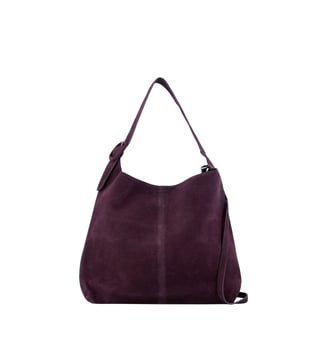 Sac seau cuir velours Taille L - Ikks - Violet prune