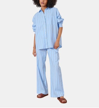 Pantalon droit large Torino coton  - Garance Paris - Bleu