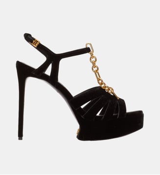Sandales à plateforme Sync en velours - Balmain - Black
