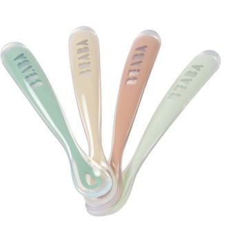 Lot de 4 cuillères silicone 1er âge - Beaba - Beige
