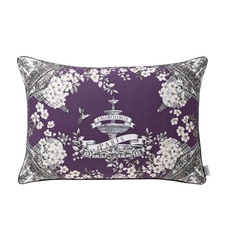 Housse de coussin imprimée en lin, FAUBOURG - Alexandre Turpault - Violet