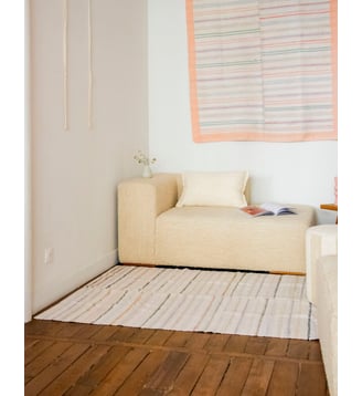 Tapis tissé à rayures Olivier N°111- Produit chiné - Debongout - Multicolore