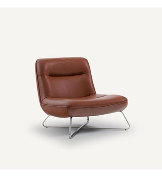 Fauteuil cuir et nickel satiné - AM.PM - Cognac