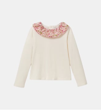 T-shirt col tissu Liberty Fille - Cyrillus - Écru