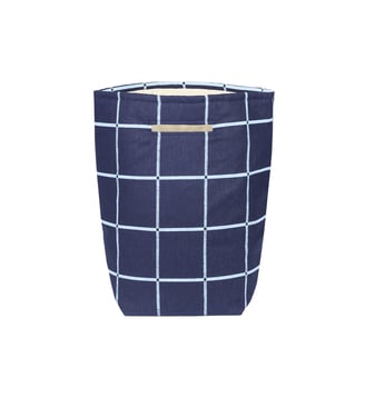 Grand panier de rangement Vibes - Nobodinoz - Carreaux bleu marine effet vintage