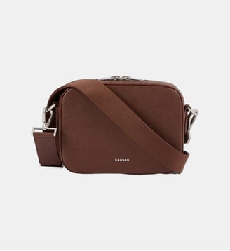 Petit sac en cuir reconstitué - Sandro - Cognac