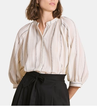 Chemise ample à rayures - La Fée Maraboutée - Écru