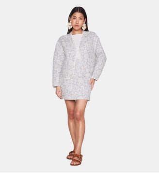 Veste droite Colette imprimé floral coton - Maison 123 - Bleu glacier