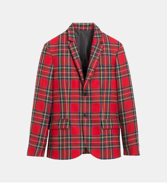 veste en laine tartan - Agnès b. - Rouge rubis