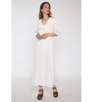 Robe Droite Brodée En Coton Laurene - Maison 123 - Blanc