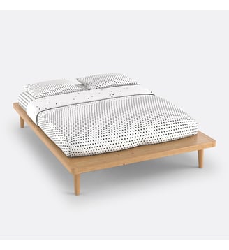 Lit plateforme pin massif + sommier - La Redoute Interieurs - Pin teinté chêne