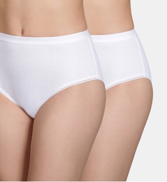 Lot de 2 Culottes Maxi Coton Pur Coton - Dim - Blanc