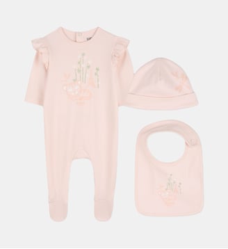Ensemble pyjama, bonnet et bavoir - Kenzo Kids - Litchi