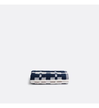 Serviette de toilette éponge jacquard - La Redoute Interieurs - Bleu et écru